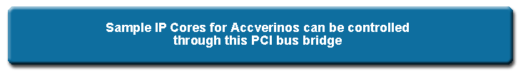 Used when controlling B-1 with a personal computer.
Control of the Accverinos series sample IP Core is carried out using this PCI bridge.